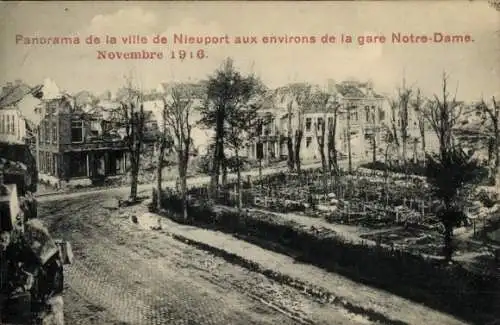 Ak Nieuport Nieuwpoort Westflandern, Environs de la gare Notre-Dame November 1916, Ruinen