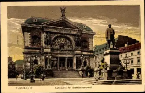 Ak Düsseldorf am Rhein, Kunsthalle, Bismarckdenkmal