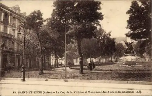 Ak Saint Etienne Loire, Der Hahn des Sieges, Veteranendenkmal