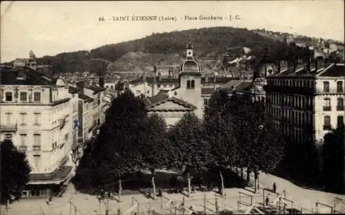 Ak Saint Etienne Loire, Place Gambetta