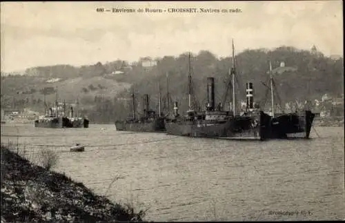 Ak Croisset Seine Maritime, Schiffe im Hafen