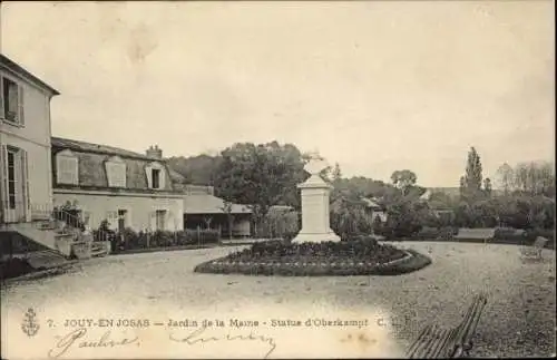 Ak Jouy und Josas Yvelines, Rathausgarten, Statue von Oberkampf