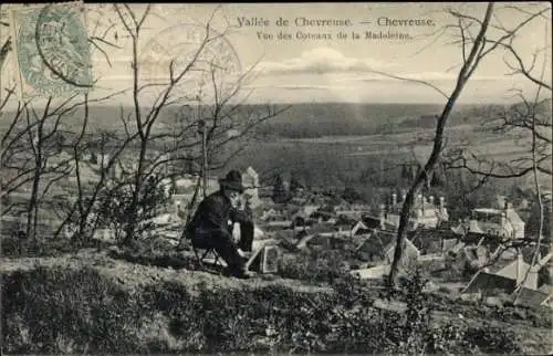 Ak Chevreuse-Yvelines, Chevreuse-Tal, Blick auf die Coteaux de la Madeleine