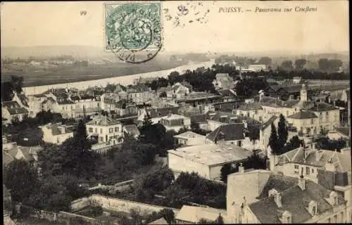 Ak Poissy Yvelines, Panorama über Conflans