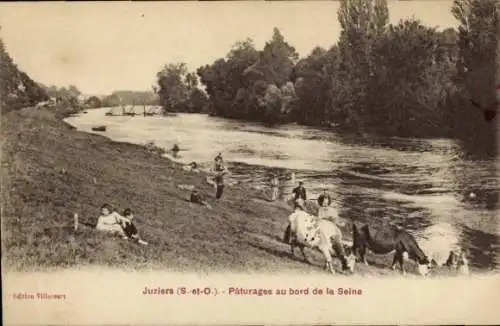 Ak Juziers-Yvelines, Weiden am Ufer der Seine