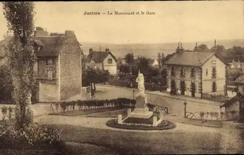 Ak Juziers-Yvelines, Denkmal, Bahnhof