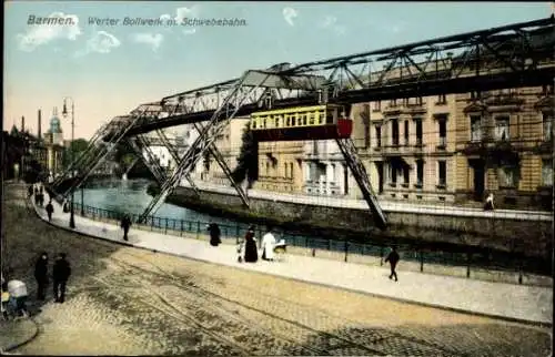 Ak Barmen Wuppertal, Werther Bollwerk, Schwebebahn