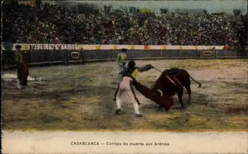 Ak Casablanca, Marokko, Corrida de muerte aux Arenes