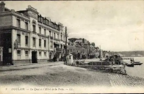 Ak Duclair Seine-Maritime, Quai, Hotel de la Poste