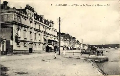 Ak Duclair Seine-Maritime, Hotel de la Poste, Quai