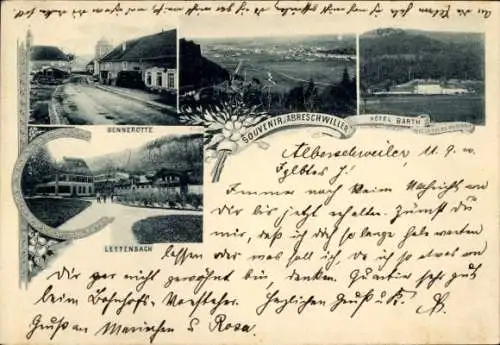 Ak Abreschviller Alberschweiler Lothringen Moselle, Hotel Barth, Bennerotte, Lettenbach