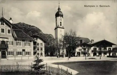 Ak Garmisch Partenkirchen in Oberbayern, Marktplatz