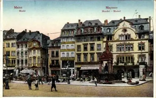 Ak Mainz am Rhein, Markt, Marktbrunnen