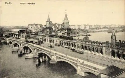 Ak Berlin Friedrichshain Kreuzberg, Oberbaumbrücke