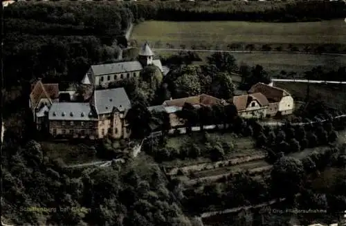 Ak Gießen an der Lahn, Kloster Schiffenberg, Fliegeraufnahme