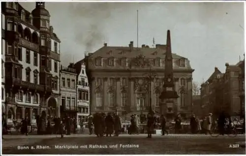 Ak Bonn am Rhein, Marktplatz, Rathaus, Fontaine