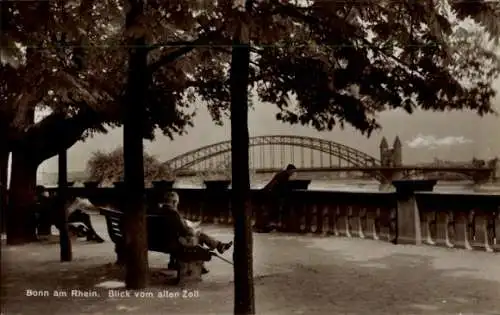Ak Bonn am Rhein, Teilansicht, Promenade, Brücke, Blick vom alten Zoll