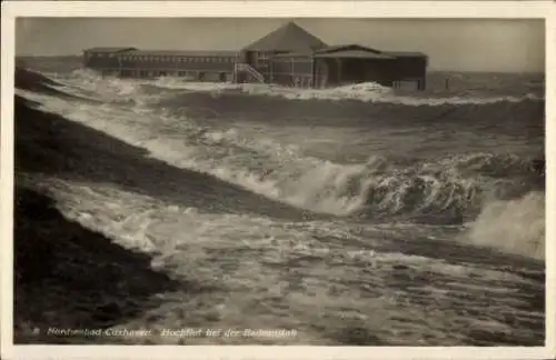 Ak Nordseebad Cuxhaven, Badeanstalt, Hochflut