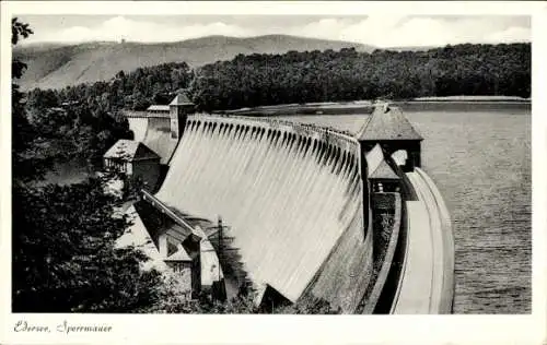 Ak Waldeck am Edersee Hessen, Waldecker Talsperre, Sperrmauer