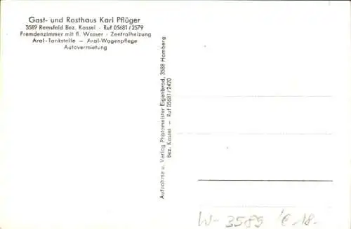 Ak Remsfeld Knüllwald Hessen, Gast und Rasthaus Pflüger, Innenansicht, Autobahnabfahrt Homberg