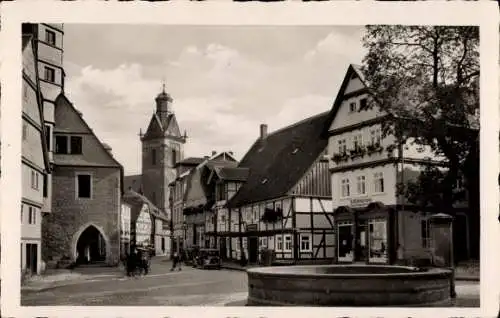 Ak Korbach in Hessen, Stechbahn, Kirche, Fachwerkhaus