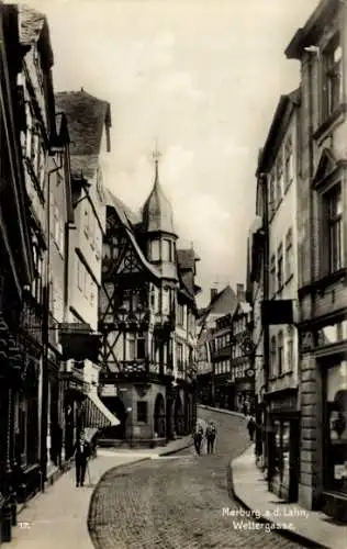 Ak Marburg an der Lahn, Wettergasse, Fachwerkhäuser