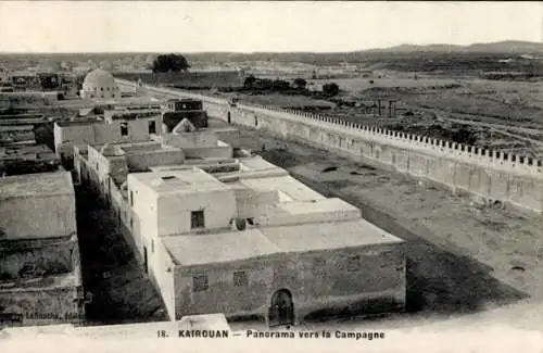 Ak Kairouan Tunesien, Panorama aufs Land