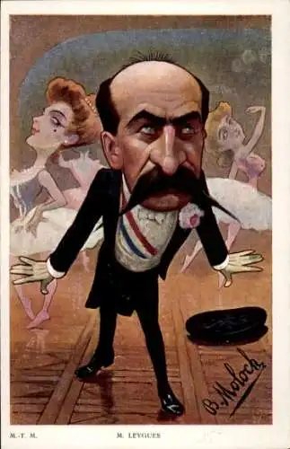 Künstler Ak Moloch, B., Karikatur, französischer Politiker Georges Leygues, Balletttänzerinnen