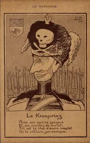 Ak Karikatur, Kronprinz Wilhelm von Preußen, Propaganda Frankreich