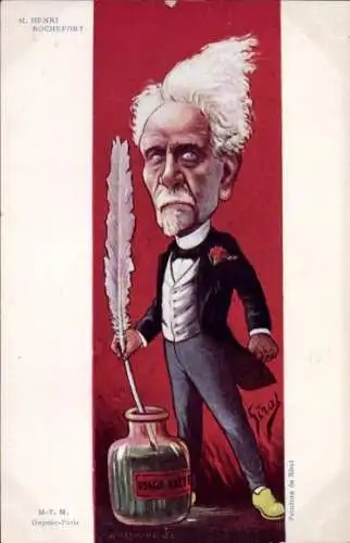Künstler Ak Sirat, Französischer Politiker Henri Rochefort, Schriftsteller, Karikatur, Dreyfus Affär
