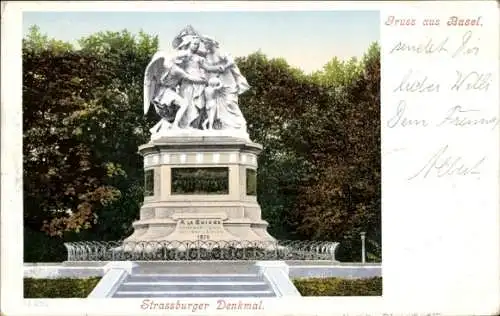 Ak Basel Stadt Schweiz, Strassburger Denkmal