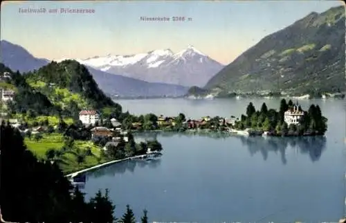 Ak Iseltwald Kanton Bern, Blick auf den Brienzersee, Niesenkette