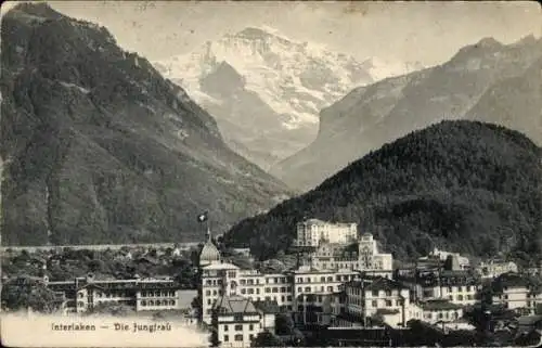 Ak Interlaken Kt. Bern Schweiz, Panorama mit Jungfrau