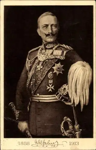 Ak Kaiser Wilhelm II. in Paradeuniform, Orden, Jubiläum 1888-1913