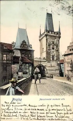 Ak Praha Prag Tschechische Republik, Kleinseitner Brückenturm
