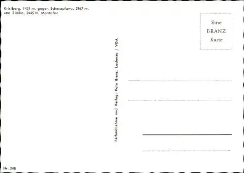 Ak Kristberg Silberberg Vorarlberg, gegen Schesaplana und Zimba, Montafon