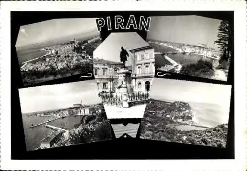 Ak Pirano Piran Slowenien, Panorama, Denkmal