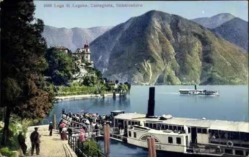 Ak Castagnola Cassarate Lugano Kt. Tessin, Imbarcadero, Salondampfer Gottardo