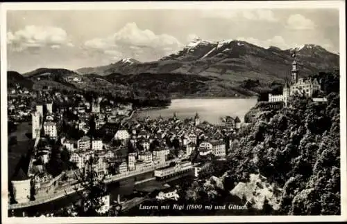 Ak Lucerne Luzern Stadt Schweiz, Totale mit Rigi und Gütsch