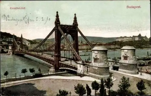 Ak Budapest Ungarn, Elisabethbrücke