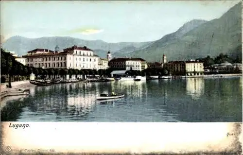 Lithographie Lugano Kanton Tessin Schweiz, Quai