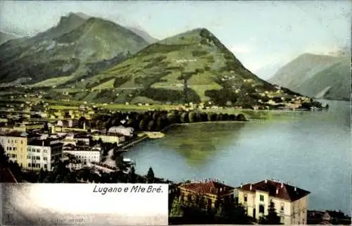 Litho Lugano Kanton Tessin Schweiz, Panorama mit Mount Bré