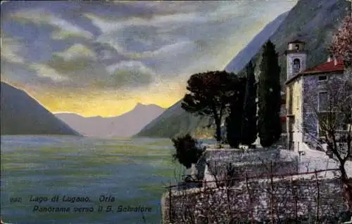 Ak Oria Lago di Lugano Lombardia, Panorama verso Il S. Salvatore