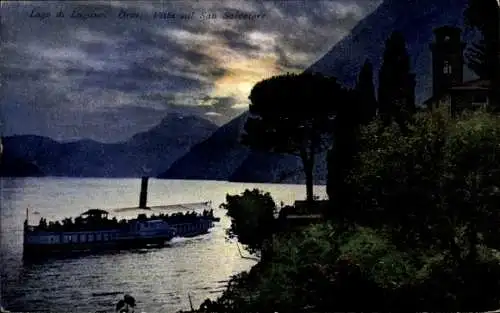 Ak Oria Lago di Lugano Lombardia, Teilansicht, Dampfer