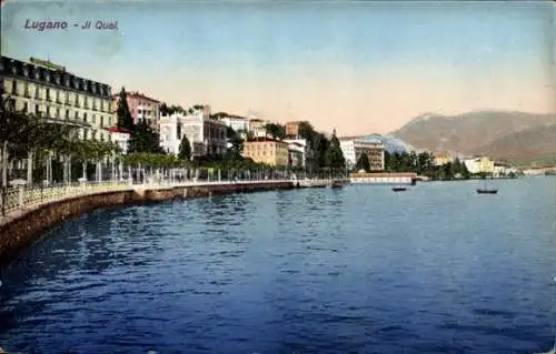 Ak Lago di Lugano Tessin Schweiz, Il Quai