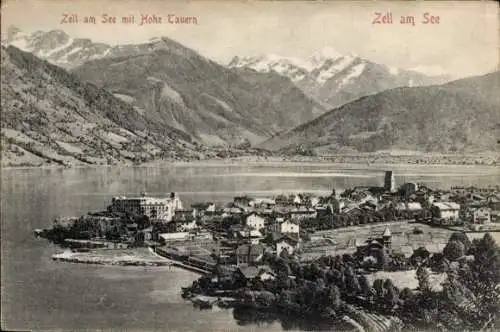 Ak Zell am See in Salzburg, Panorama mit Hohe Tauern