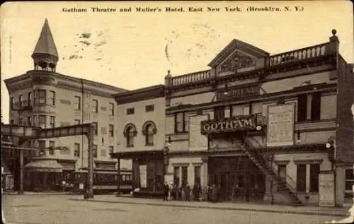 Ak Brooklyn New York City USA, Gotham Theatre und Muller Hotel