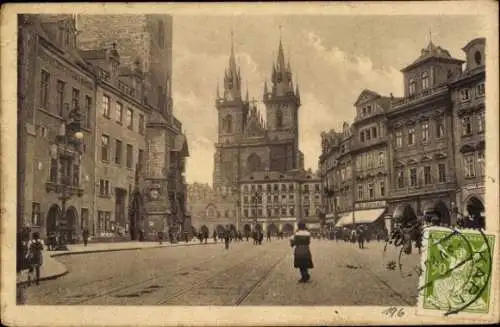 Ak Praha Prag Tschechien, Kirche, Straßenpartie