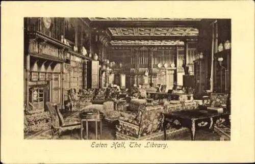 Ak Chester Cheshire England, Eaton Hall, Bibliothek
