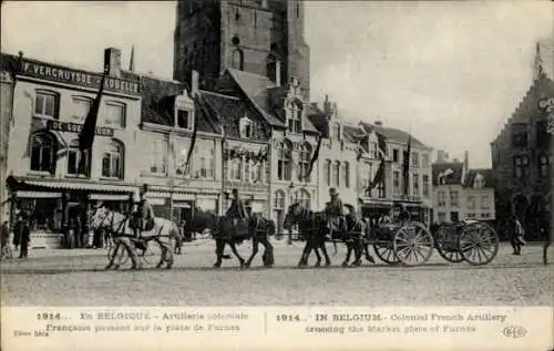 AK In Belgien, belgische, französische Kolonialartillerie, Place de Furnes